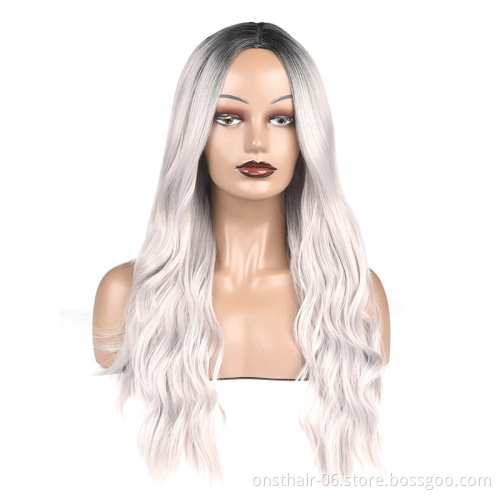 613 Loose Water Wave Wig Ombre Blonde Long Wavy Heat Resistant Synthetic Hair Weave Wigs For Women Use and Cosplay